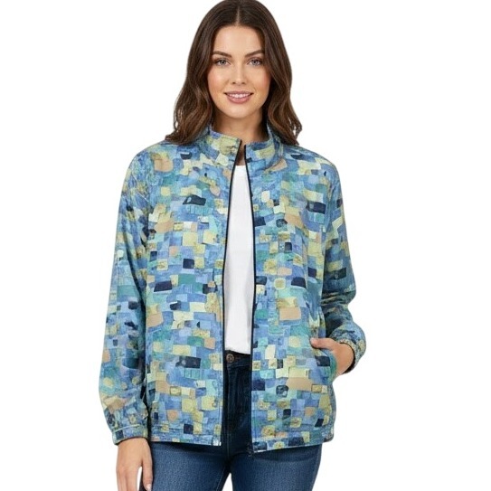 Napa Valley Sport Abstract Geometric Zip Jacket Womens Vintage Chic Size Xl